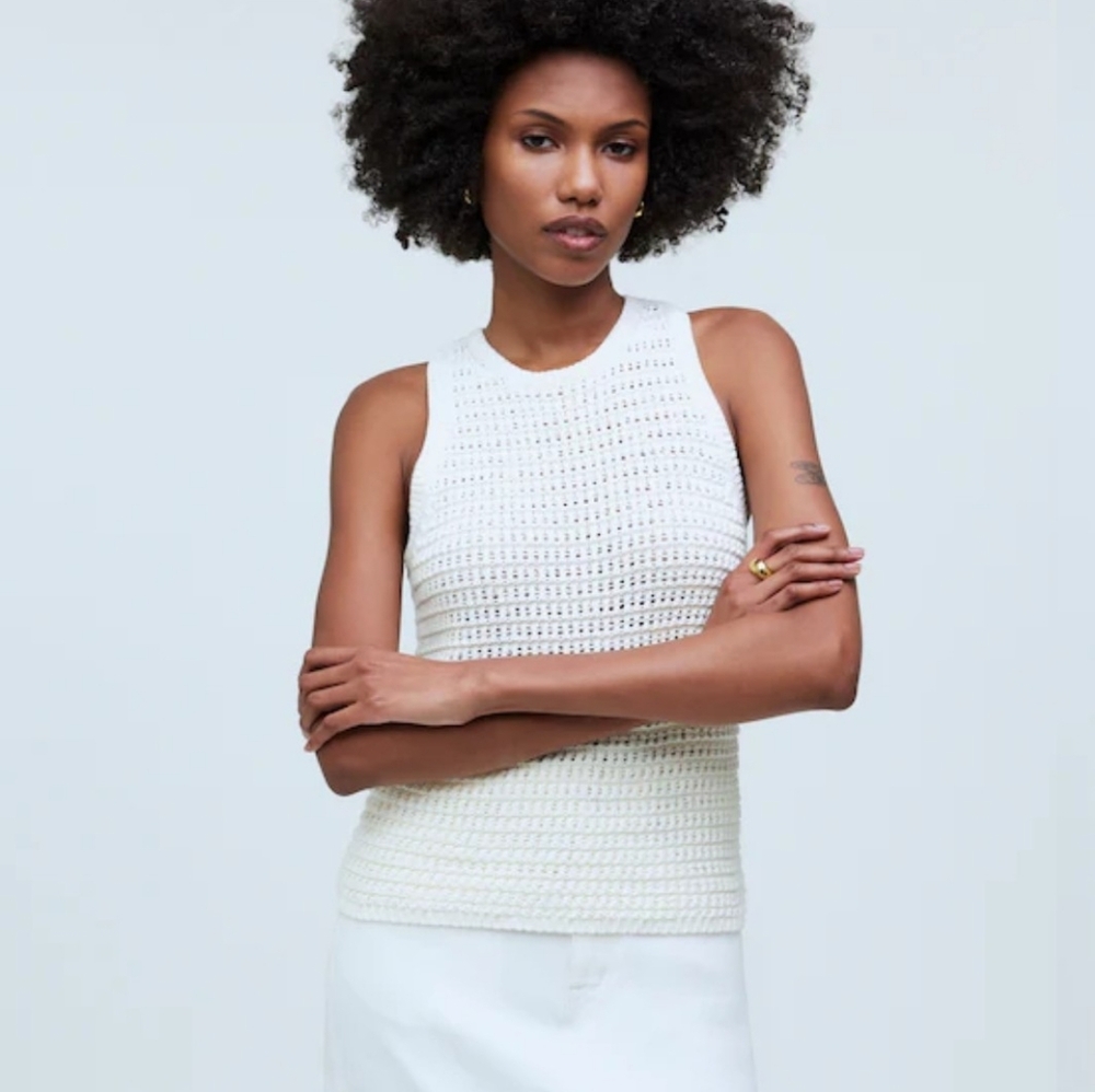 Madewell Cream Sleeveless Knit Tank Top